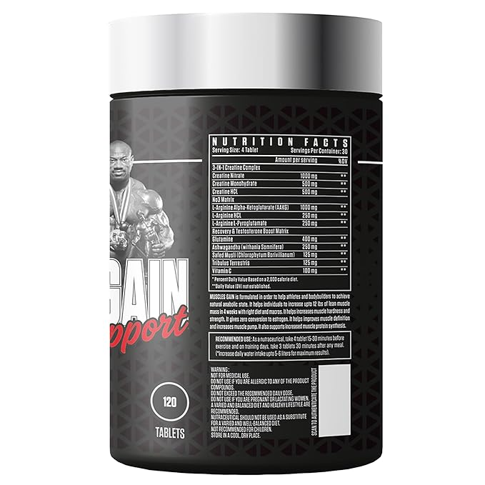 Pharmaceutical-Grade Muscle Complex – 250mg Arginine for Pumps + 1000mg Creatine Nitrate for Strength. 120 Easy-to-Swallow Tablets. NSF Certified