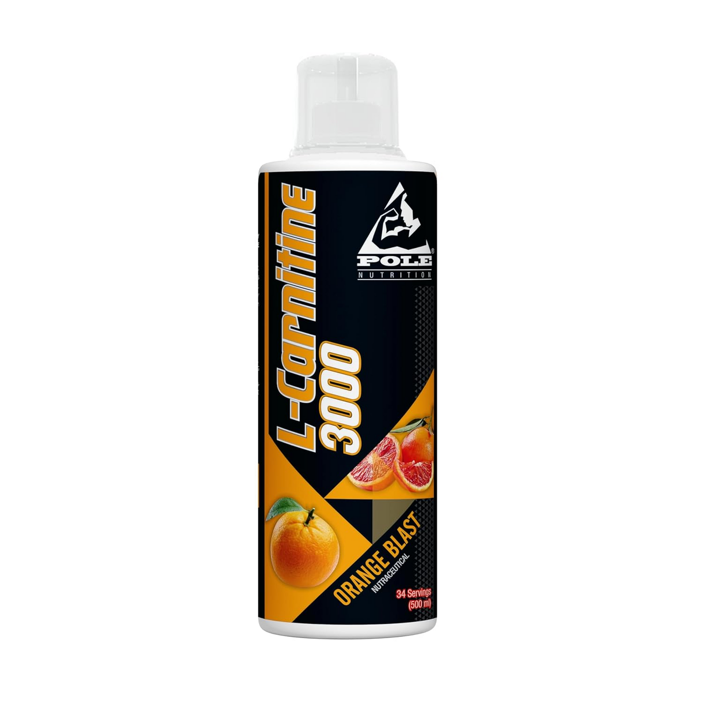 Pre-Workout L-Carnitine Liquid - Pole Nutrition Orange Blast 3000mg for Energy Production & Exercise Performance