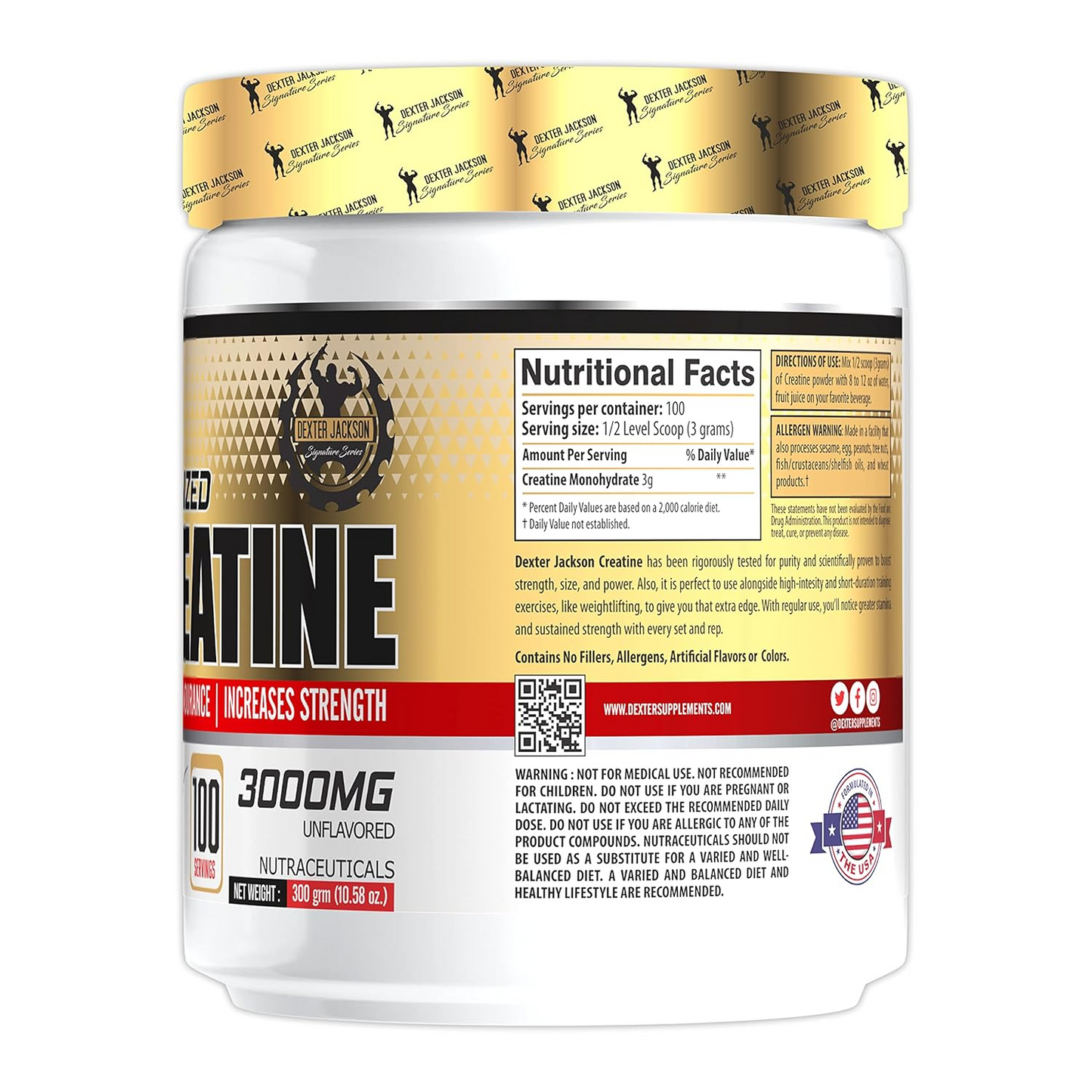 Micronized Creatine Monohydrate Powder – Pharmaceutical-Grade Muscle Builder for Strength, Endurance & Power Output. 100% Pure, Rapid-Mixing Formula, side view