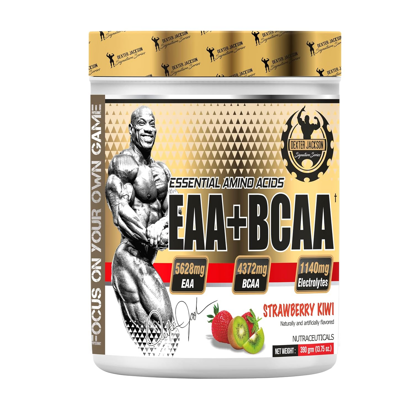 Dexter Jackson Gold Series Muscle Max – EAA + BCAA Intra-Workout Formula | 7.71g Serving for Muscle Growth, Recovery & Performance, Strawberry Kiwi Flavor, front view