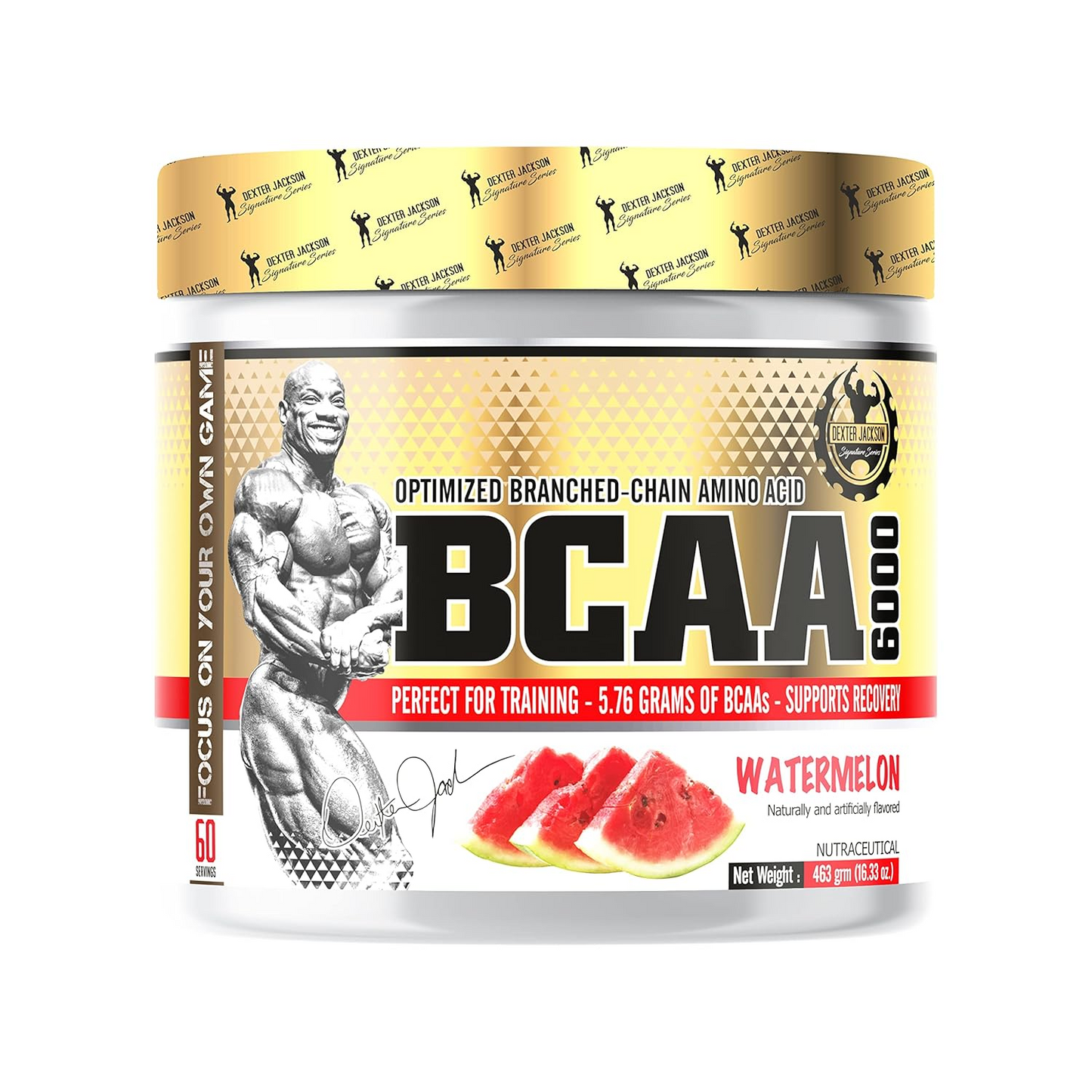 DEXTER JACSON SIGNATURE GOLD SERIES BCAA - 463 GRAM-60 SERVINGS-BCAA 6000-WATERMELON FLAVOR