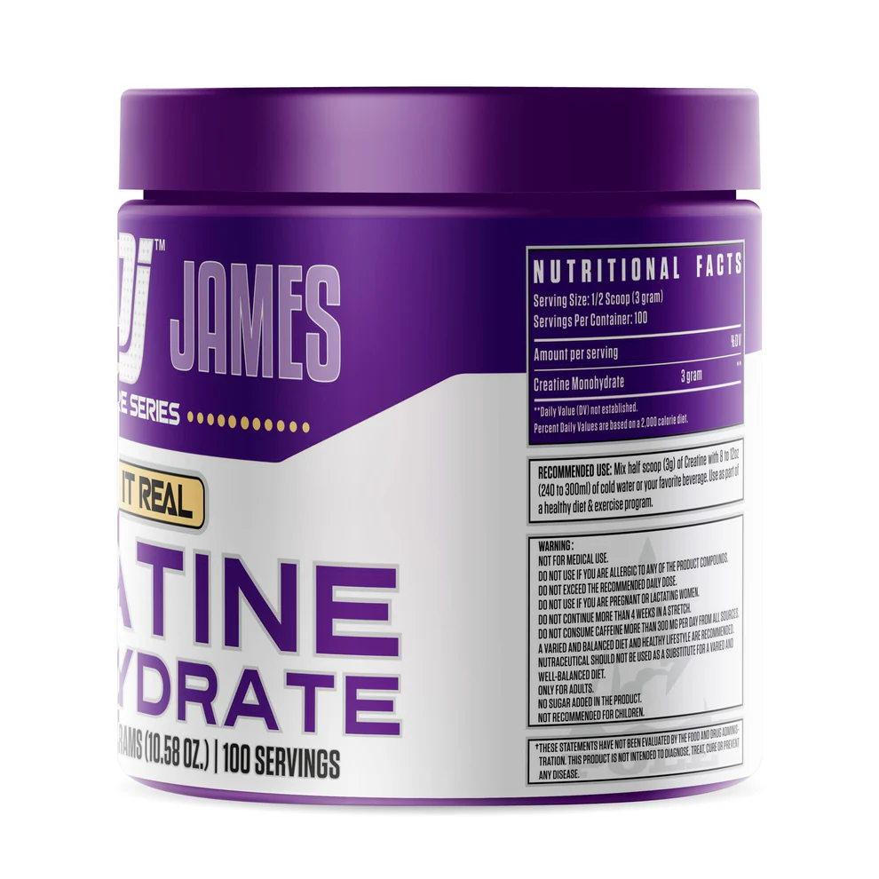 Pharmaceutical-Grade Creatine Label – Dennis James Signature Series – 3g Serving Size, 100 Doses – Athlete-Focused Formula