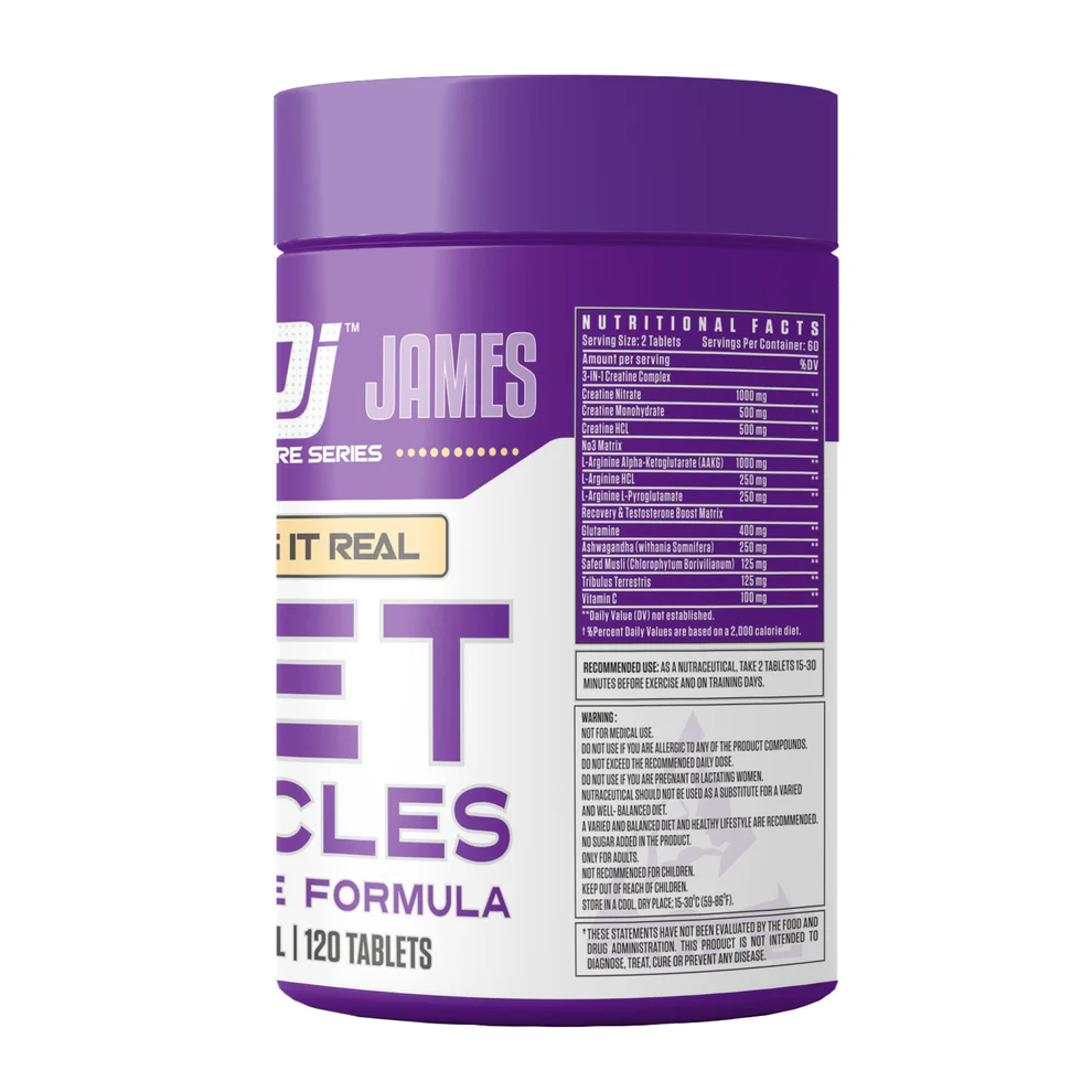 Get Muscles Pro Formula – Dennis James' 120-Tablet Blend to Support Protein Synthesis & Recovery. NSF Certified for Competitive Athletes