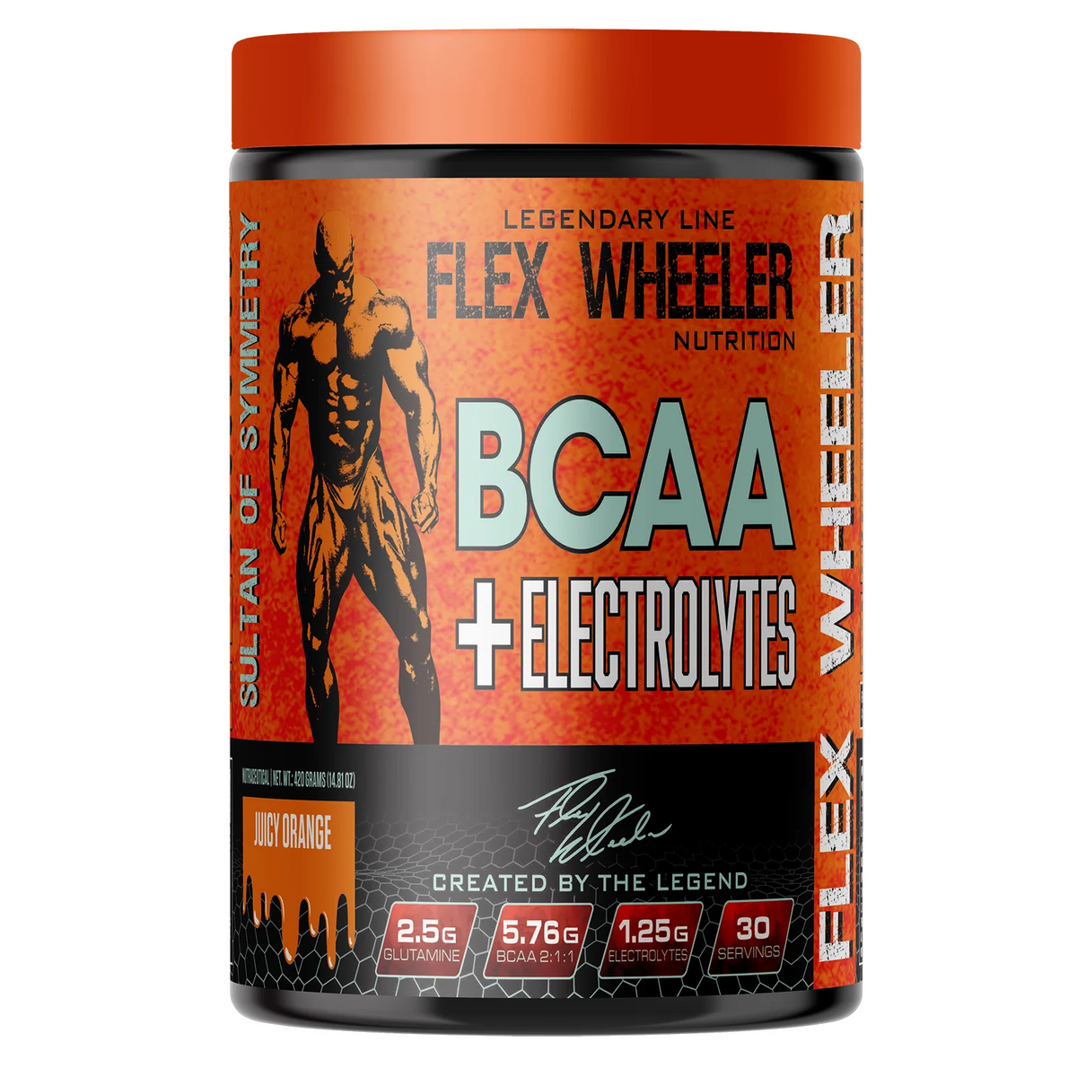 Premium BCAA Electrolyte Powder by Flex Wheeler - Post-Workout Hydration & Muscle Recovery Formula (30 Servings, Juicy Orange) - Legendary Line Nutrition