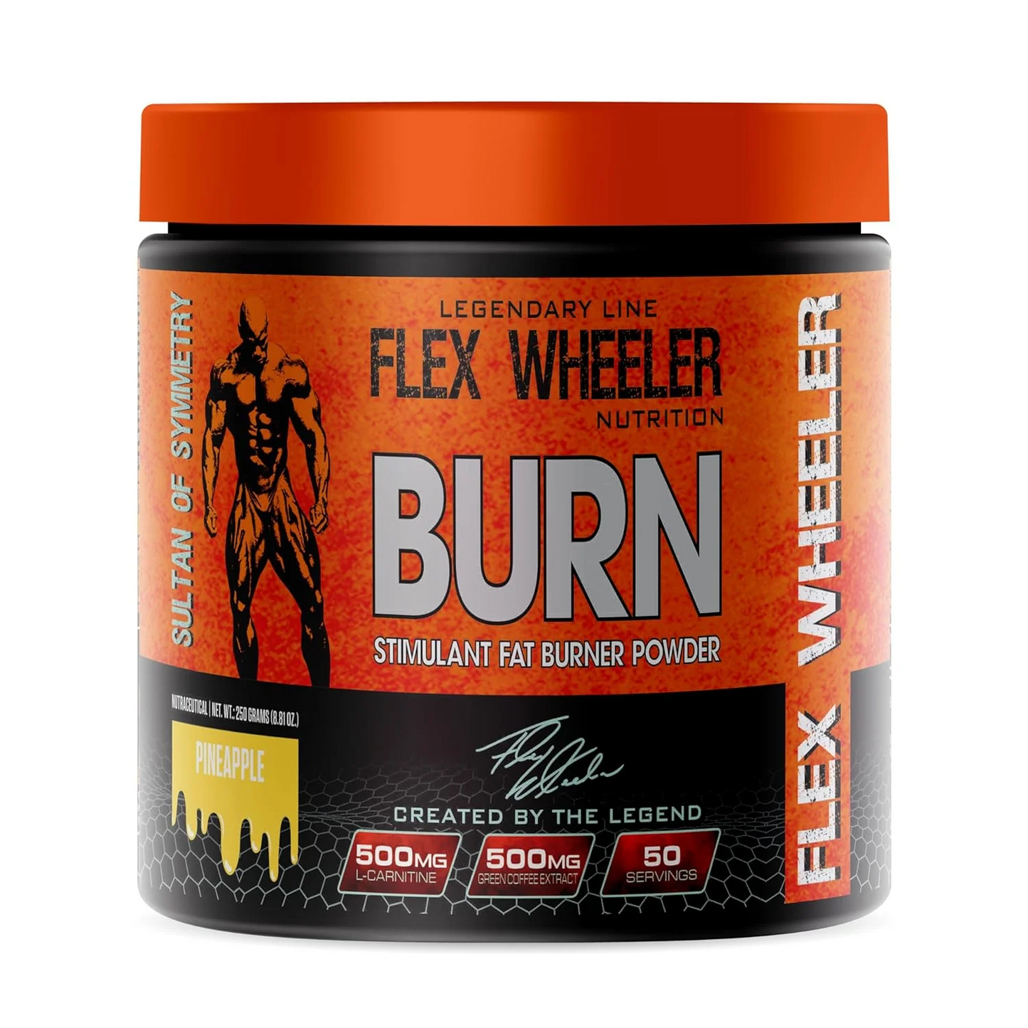 Flex Wheeler Sultan of Symmetry Burn Stimulant Fat Burner Powder - Pineapple Flavor Thermogenic Formula (50 Servings) by Legendary Line Nutrition