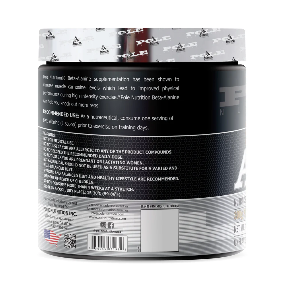 Clinical-Dose Beta-Alanine - Pole Nutrition's 4g Scoop Formula to Delay Muscle Fatigue During Training