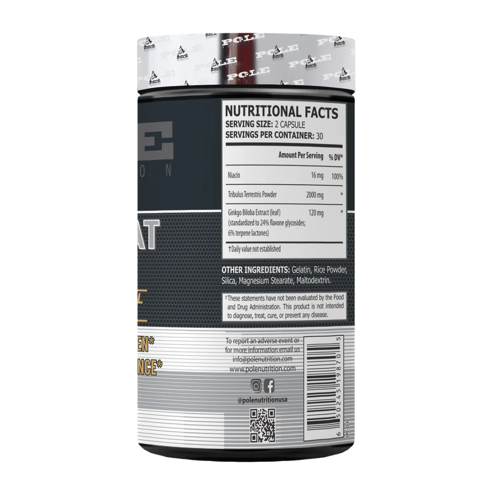 Horny Goat Weed Formula with 2000mg Tribulus & Ginkgo Biloba - Pole Nutrition 60 Capsule Natural Energy Booster
