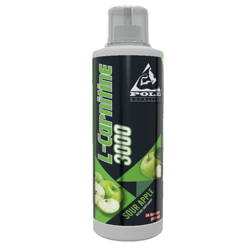 3000mg Liquid L-Carnitine Tartrate - Pole Nutrition Green Apple Formula for Enhanced Bioavailability - 34 Servings