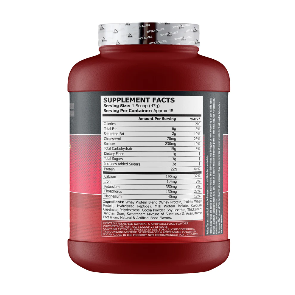 Pole Nutrition Pro-6 Ultra Premium Protein - Gourmet Chocolate 5lb (48 Servings) with 22g Protein, 10g EAA & 5g BCAAs