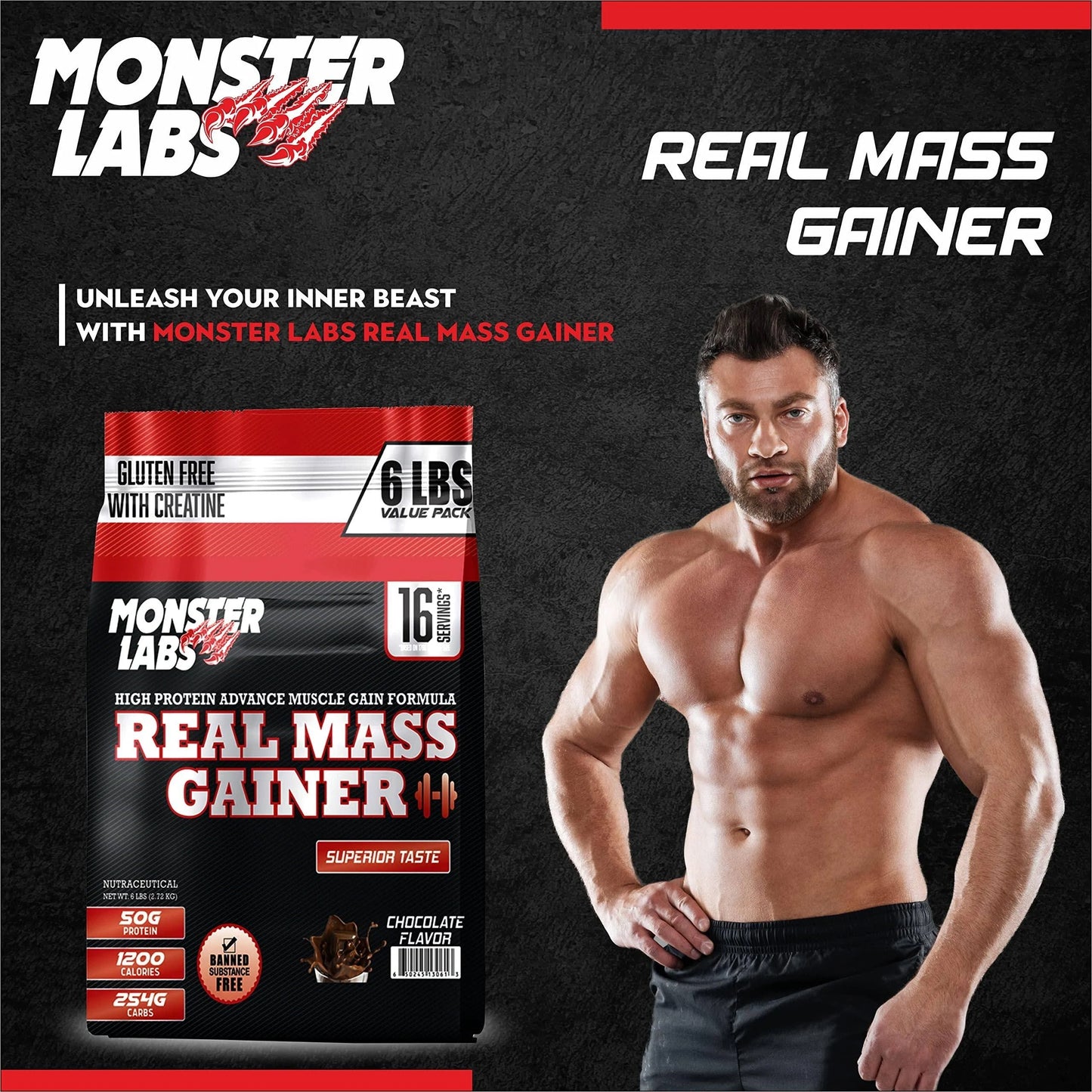 monsterlabs-real-massgainer-superior-taste-chocolate-flavor-supplement-facts-made-in-usa-fda-approved-poster