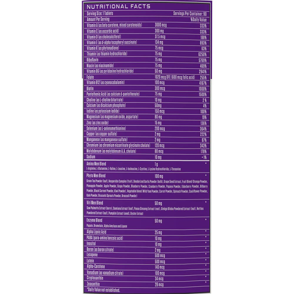 Complete Daily Multi-Vitamin – 50+ Nutrients Including 333% DV Vitamin A & 188% Vitamin D. 3-Month Supply (90 Tablets) for On-The-Go Lifestyles