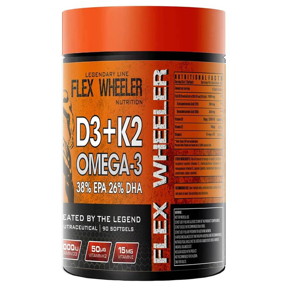 Flex Wheeler Sultan of Symmetry Omega-3 D3+K2 Supplement - 90 Softgels with EPA, DHA & Essential Vitamins for Heart & Bone Health - Legendary Line Nutrition