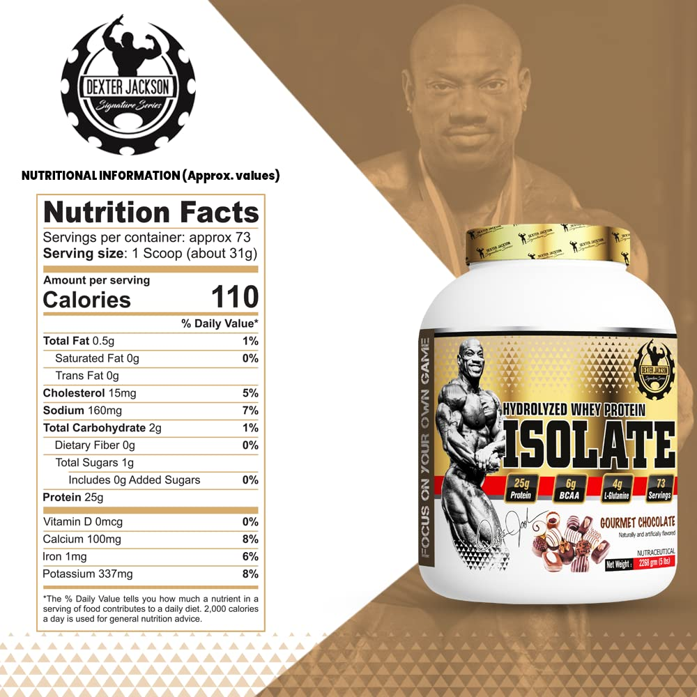Hydrolyzed Whey Protein Isolate – 25g Protein, 0g Added Sugar per Scoop. Low Fat (0.5g) & Carb (2g) Formula for Muscle Growth. 73 Servings per Tub, nutrition facts