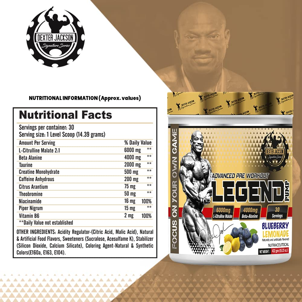 Lab-Tested Pre-Workout Supplement – Pharmaceutical-Grade 2:1 L-Citrulline Malate, Beta Alanine & Niacinamide. NSF Certified for Athletes. 30 Servings per Tub, Blueberry Lemonade Flavor, nutritional facts