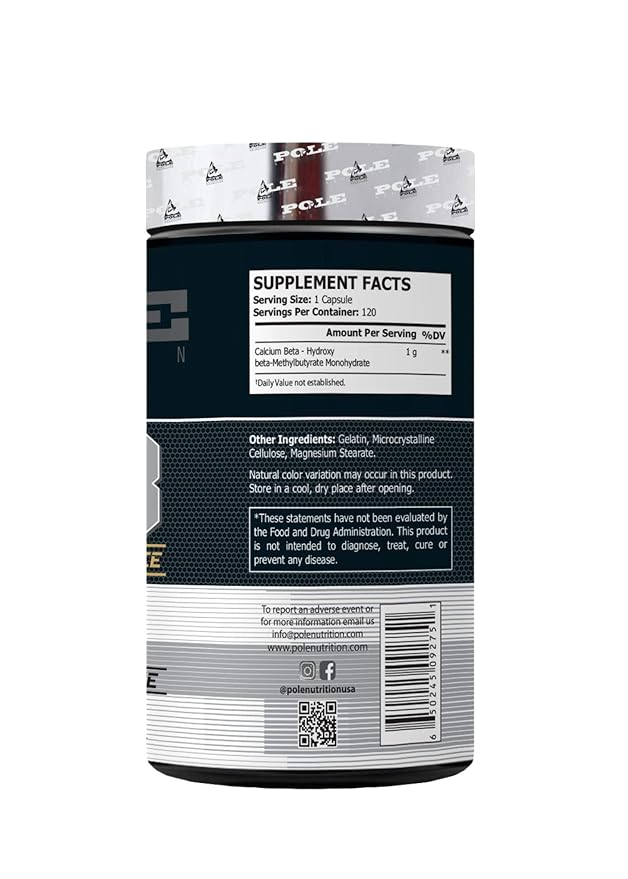Pole Nutrition HMB for Strength And Performance - Pure Beta-Hydroxy | 120 Capsules, Essential for Strength and Performance