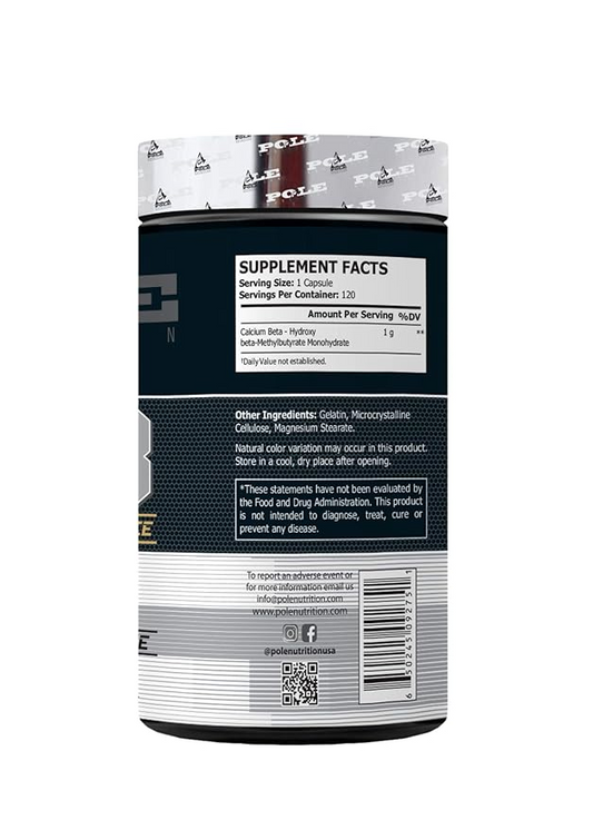 Pole Nutrition HMB for Strength And Performance - Pure Beta-Hydroxy | 120 Capsules, Essential for Strength and Performance
