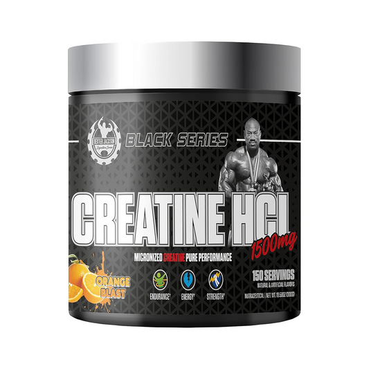 Dexter Jackson Black Series Premium Creatine HCL – 150 Servings | Orange Blast Flavour | Fast Absorption & Muscle Growth Support, front view