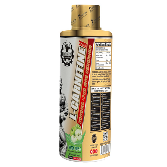 High-Potency L-Carnitine & Chromium Supplement - 3000mg Carnitine + 200mcg Chromium Picolinate per Serving. Supports Metabolism, Blood Sugar Control & Energy. 32 Servings, side view