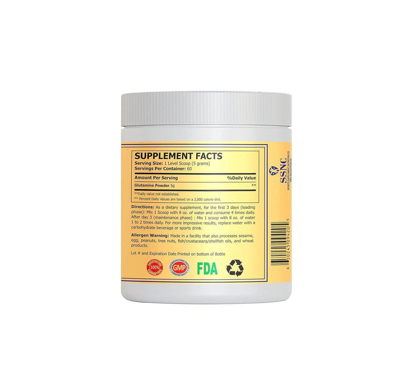 Sunline Alaska Glutamine | Pure L-Glutamine Powder | Gluten-Free | 5000mg, 60 Servings - Muscle Repair and Immune Support