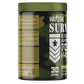Supplement container labeled 'Warzone Survivo' with green and black design on a white background