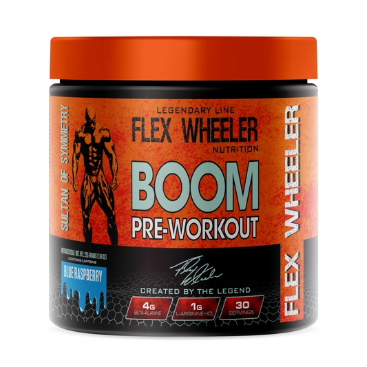 Flex Wheeler Nutrition Boom Advanced Pre Workout - 30 Servings (225g) | Premium Energy, Focus, and Endurance Formula
