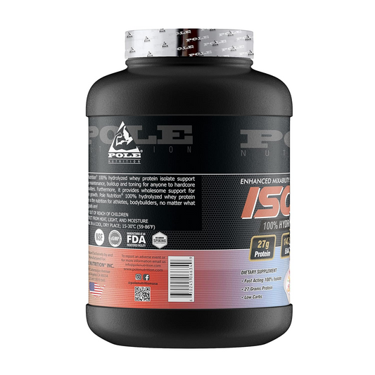 Pole Nutrition Isolate 100% Hydrolyzed Whey Protein Isolate 5lbs- 76 Servings-Premium Isolate for gains