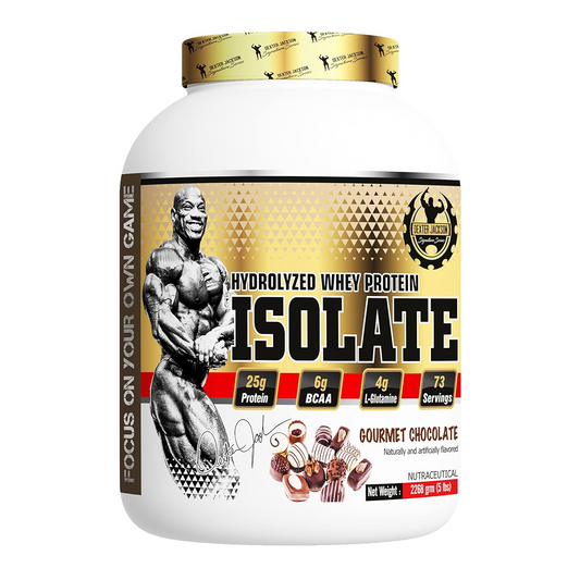 Dexter Jackson Gold Series Isolate Whey Protein – 100% Pure Isolate | 27g Protein per Serving, Zero Sugar, Fast Absorption – Gluten-Free, Vegetarian Gourmet Chocolate Flavor, front view