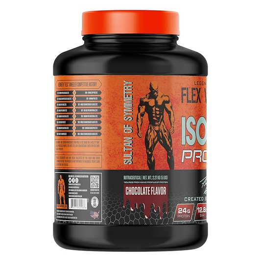 Flex Wheeler Nutrition Isolate Whey Protein - 5 lbs (2.27kg) | Premium Pure Whey Isolate | Fast Absorption & Muscle Recovery