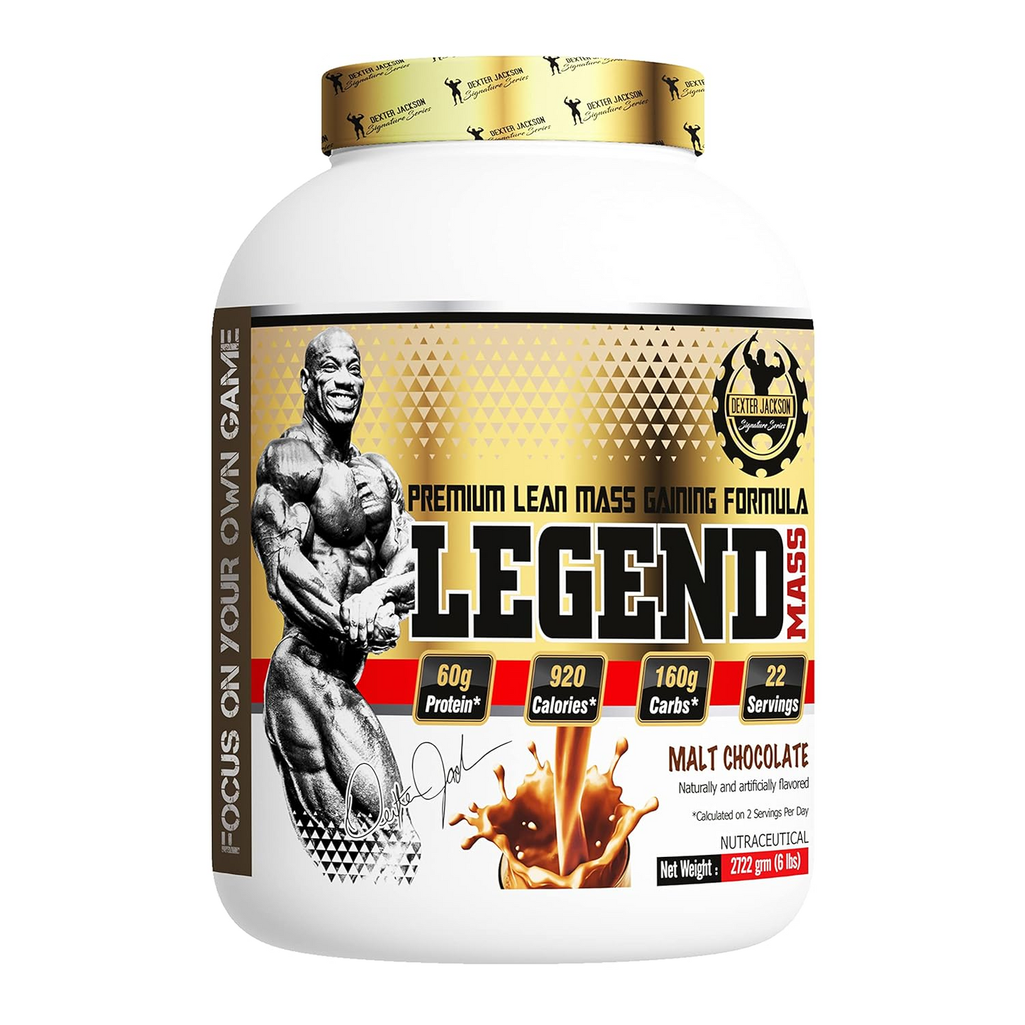 Dexter Jackson Legend Mass – Advanced Lean Mass Gainer | Premium Protein Formula for Clean Muscle Growth – Malt Chocolate Flavor, front view