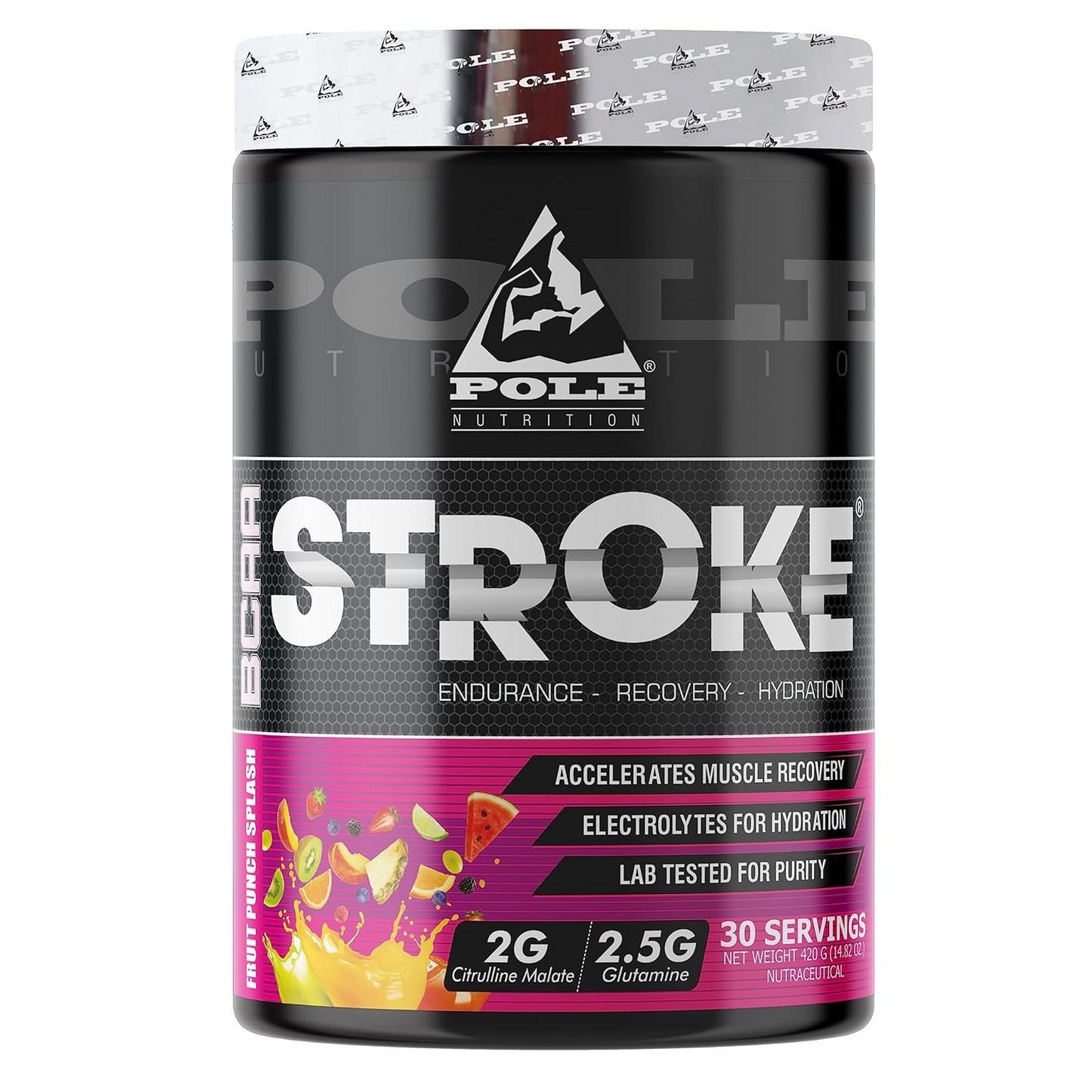 Refreshing Fruit Punch Splash Recovery - Pole Stroke with BCAA 7:3:3 Ratio & Electrolyte Blend