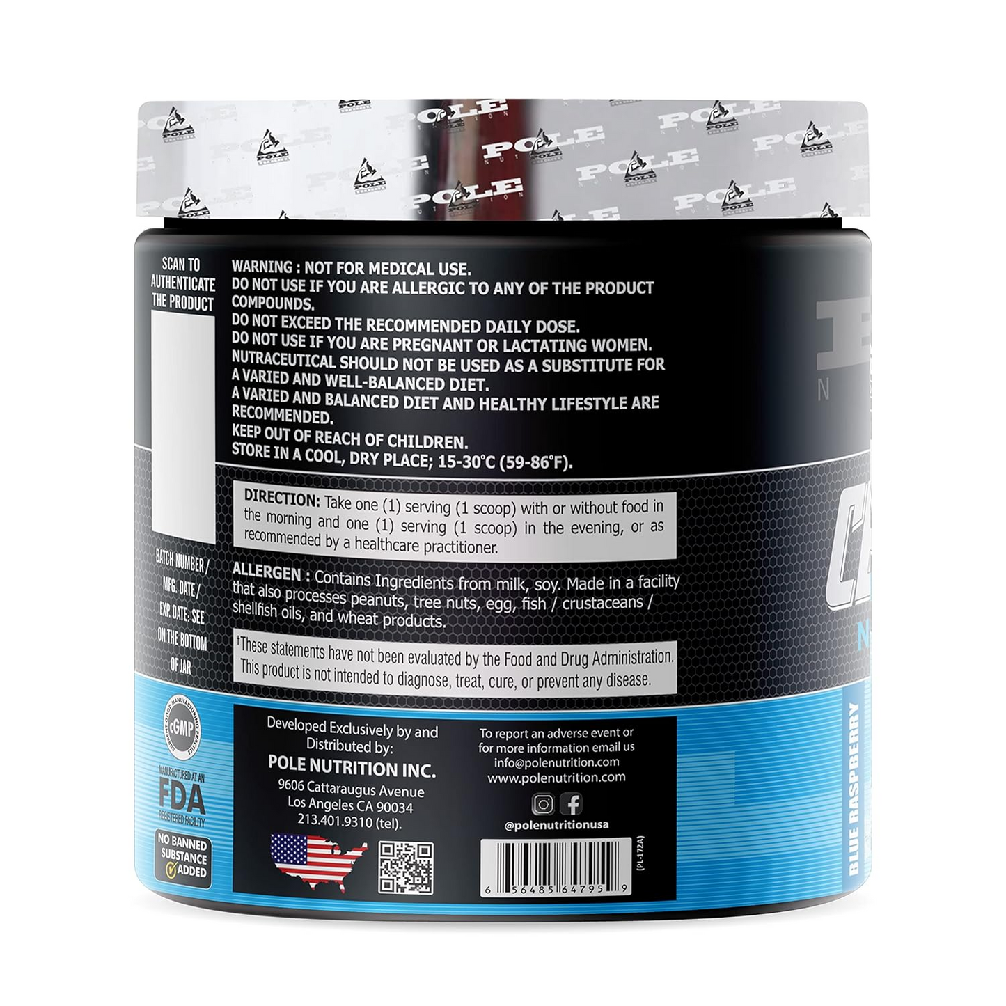 Pole Nutrition CLA+ Carnitine for Lean Muscle And Reducing body fat-300g -50 Servings