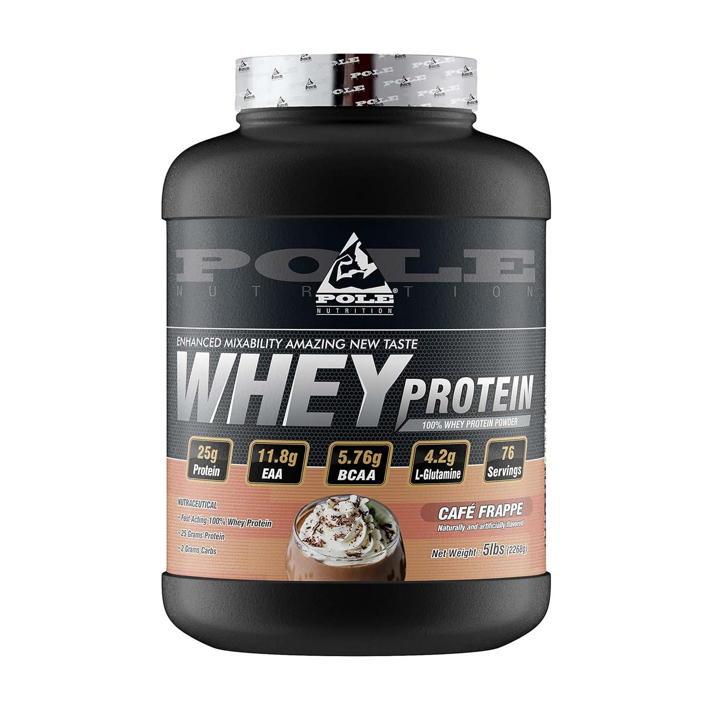 Whey Protein Blend with Hydrolyzed Peptides - Pole Nutrition Cafe Frappe (30g Scoop) - 0g Sugar & 2g Carbs