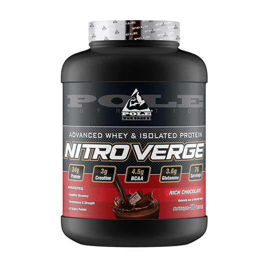 Pole Nutrition Nitro Verge Whey Protein, 5Lbs -Added Creatine-Rich Chocolate Flavour- 76 Servings