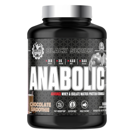 Dexter Jackson Black Series Anabolic Whey – 5lbs | Chocolate Smoothie | 24g Protein + BCAA + Creatine – Low Fat, Gluten-Free Recovery Formula, front view