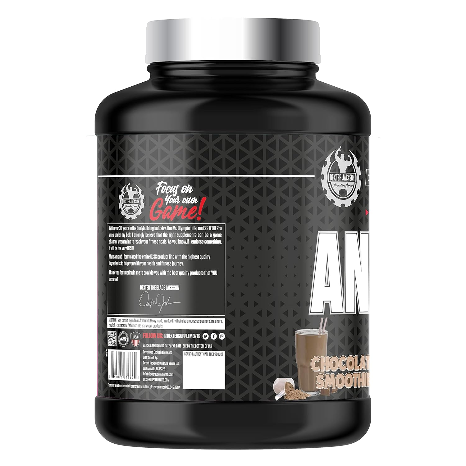 Dexter Jackson Black Series Anabolic Whey Protein – 5 lbs container with BCAA complex and creatine for muscle growth