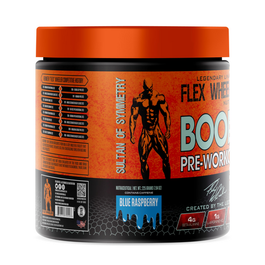 Flex Wheeler Nutrition Boom Advanced Pre Workout - 30 Servings (225g) | Premium Energy, Focus, and Endurance Formula