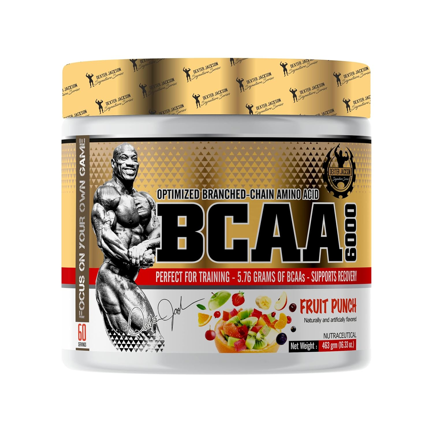 DEXTER JACSON SIGNATURE GOLD SERIES BCAA - 463 GRAM-60 SERVINGS-BCAA 6000-FRUIT PUNCH FLAVOR