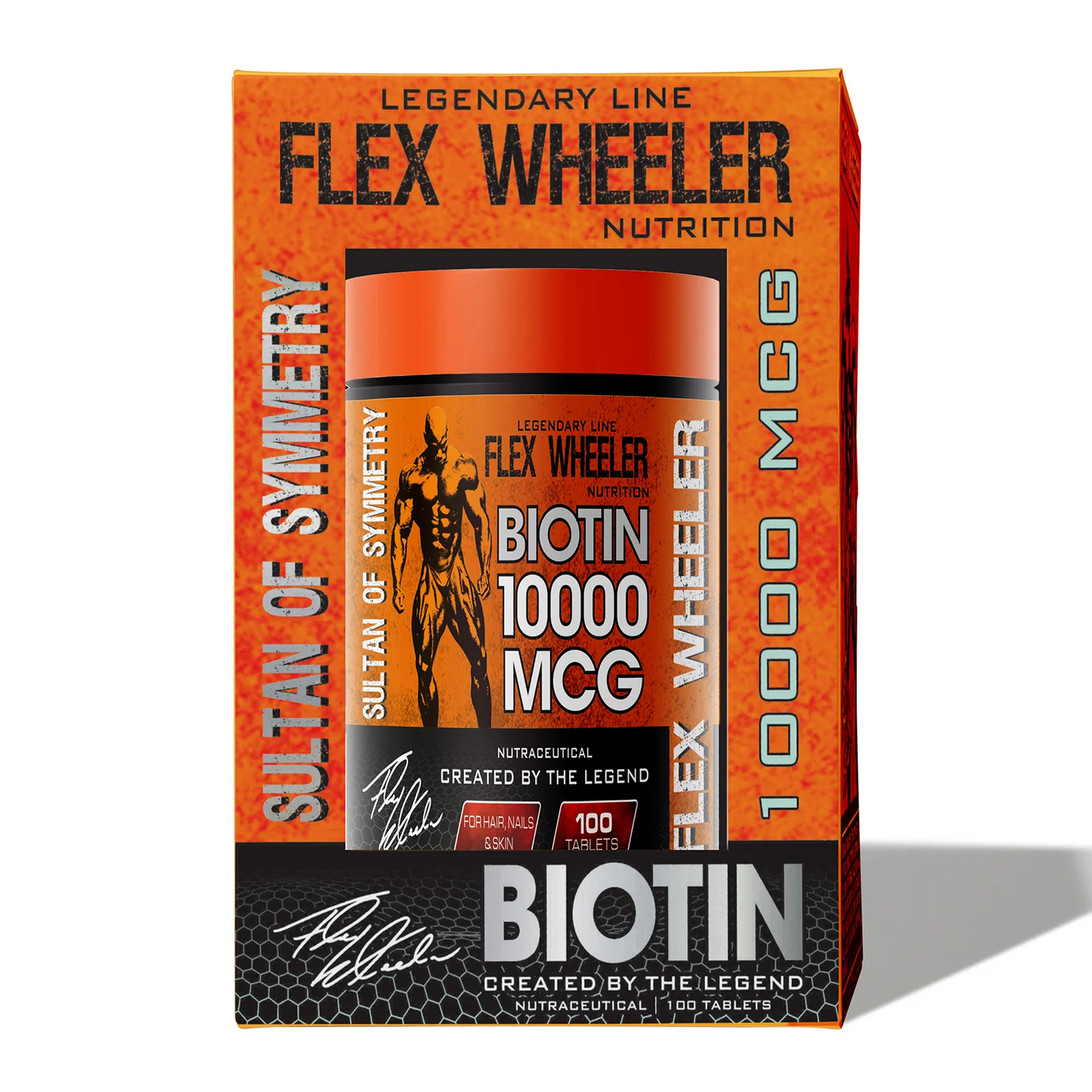 Flex Wheeler Nutrition Biotin 10000 MCG | Hair, Nails & Skin Support | 100 Tablets - Essential Micronutrient Support