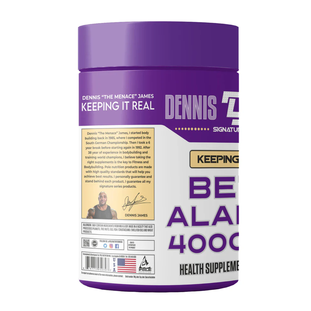 Dennis James Beta-Alanine Facts – 2000mg per Serving, 120 Tablets – No Artificial Additives, Adults Only