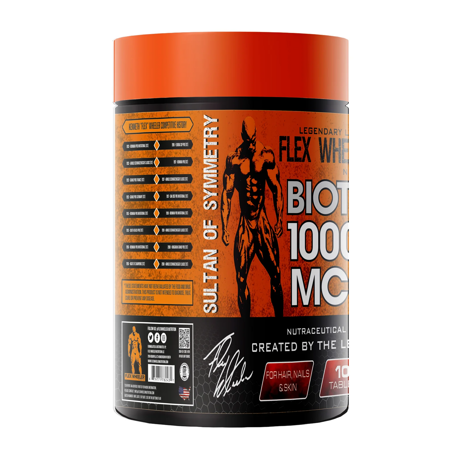 Flex Wheeler Nutrition Biotin 10000 MCG | Hair, Nails & Skin Support | 100 Tablets - Essential Micronutrient Support