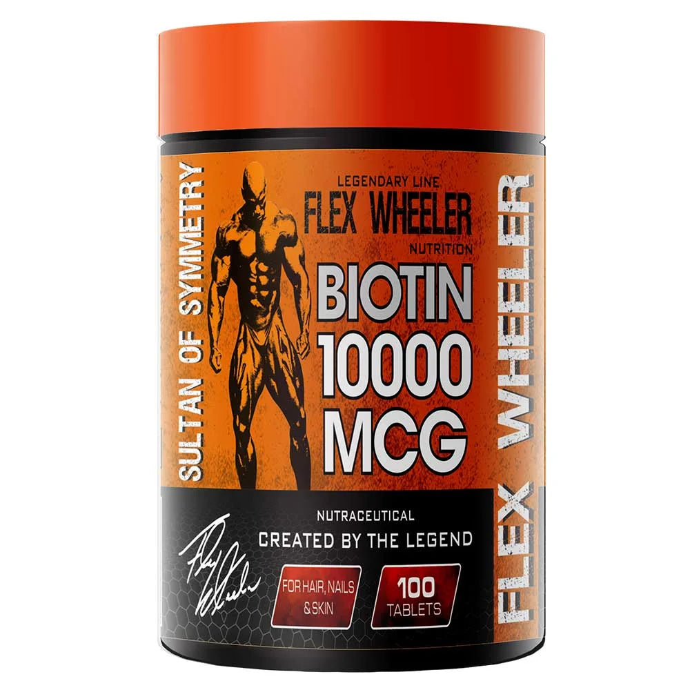 Flex Wheeler Biotin 10,000mcg | 100 Tablets | Hair, Skin & Nail Support
FROM 5X MR. OLYMPIA – THE ATHLETE’S SECRET FOR RADIANT WELLNESS
