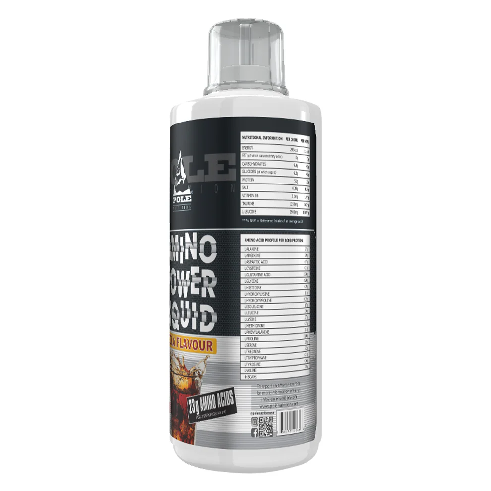 Pole Nutrition Amino Power Liquid - Cola Flavored Branched-Chain Amino Acids (BCAAs) for Rapid Hydration & Recovery