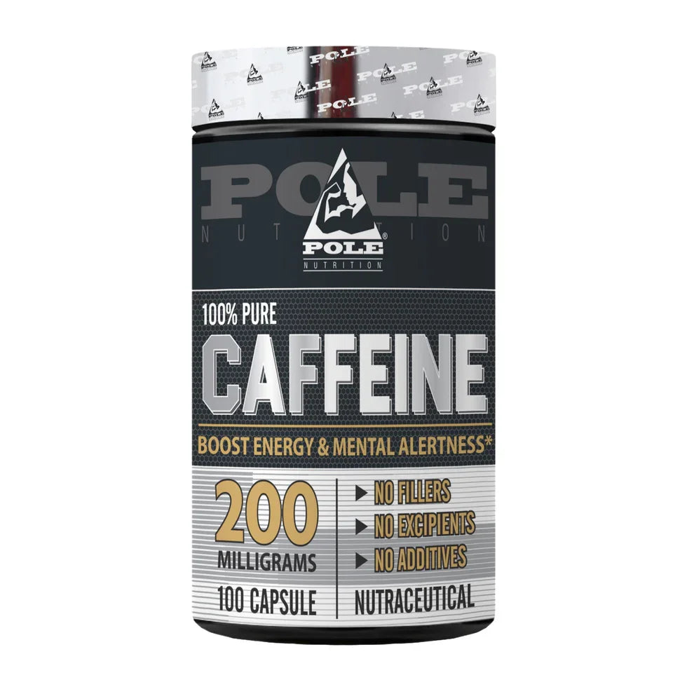 Pole Nutrition Caffeine Tablets | 200mg High-Potency Energy Boost | 100 Tablets, front view