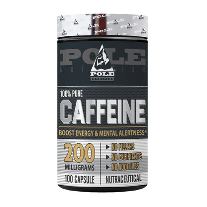 Pole Nutrition Caffeine Tablets | 200mg High-Potency Energy Boost | 100 Tablets, front view