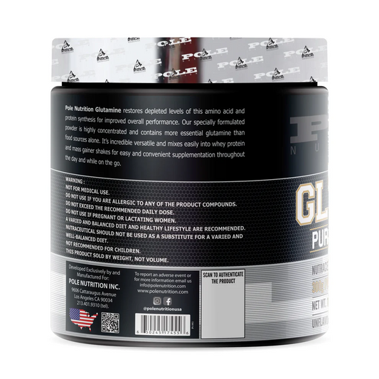 Pole Nutrition Pure L-Glutamine Powder - 300g Unflavored | Gluten-Free | Essential Amino Acid for Recovery