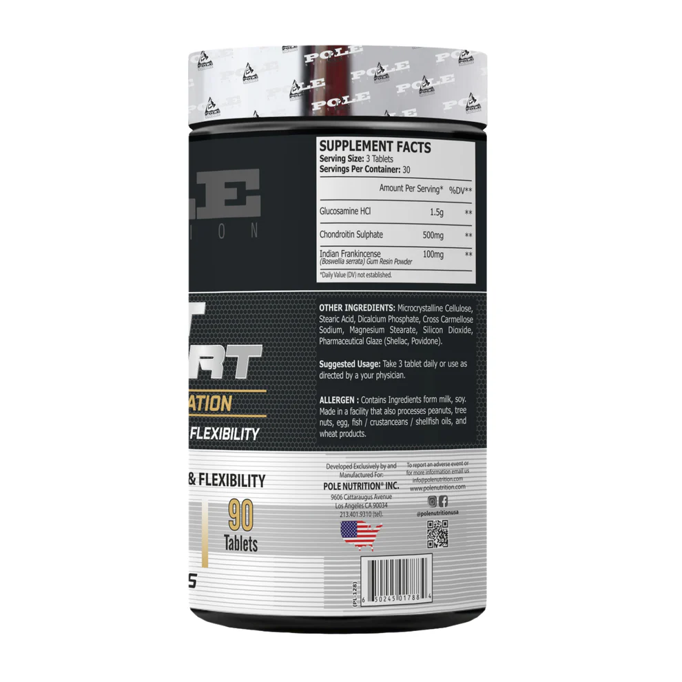 Pole Nutrition Joint Support - Advanced 1500mg Glucosamine & 500mg MSM Formula for Flexibility & Mobility (90 Tablets)