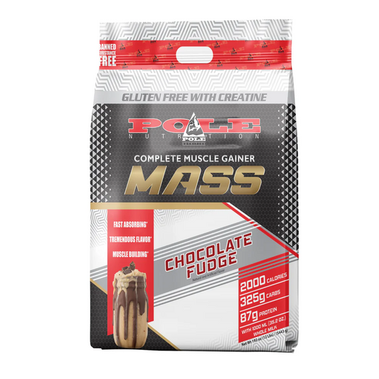 Pole Nutrition Mass Gainer | Gluten-Free with Creatine | Chocolate Fudge Flavor | 12 lbs - Complete Formula for Muscle Mass and Strength