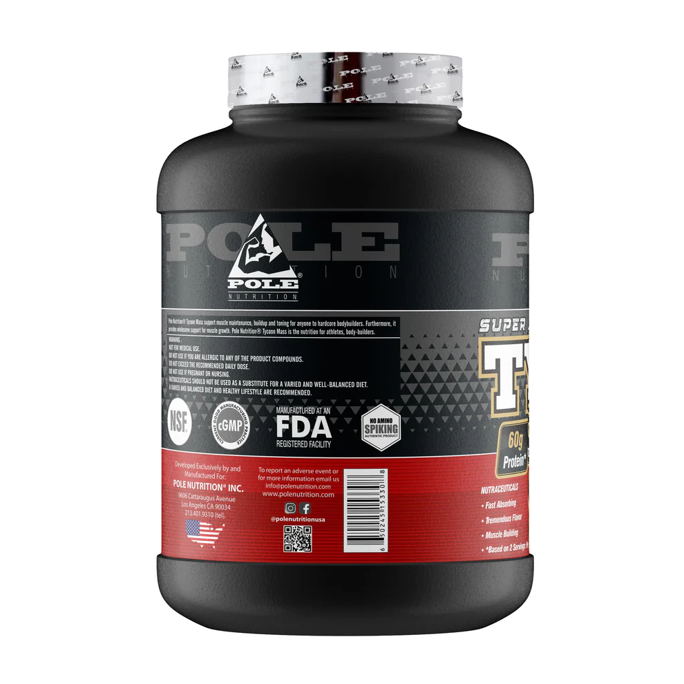 High-Calorie Mass Builder - 500 Calories & 30g Protein Per Serving - Pole Nutrition Tycoon Chocolate Gainer Powder