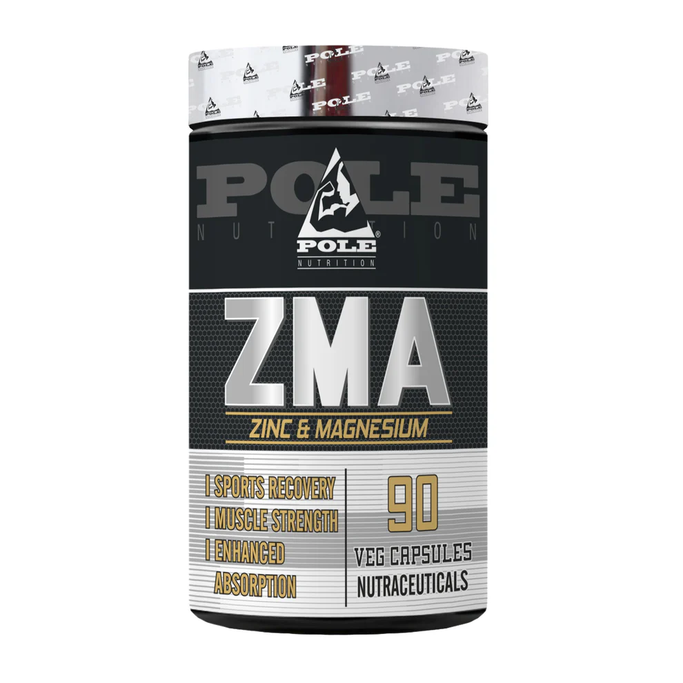 Pole Nutrition ZMA - Zinc 12mg + Magnesium 340mg for Sleep & Recovery (45 Servings) - Vegetarian Sports Capsules