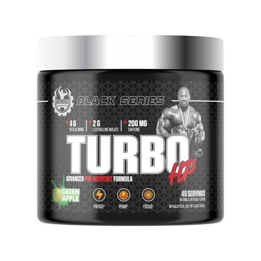 Dexter Jackson Black Series Pre-Workout Turbo HP | High-Powered Pre-Workout Formula for Explosive Energy & Performance, front view